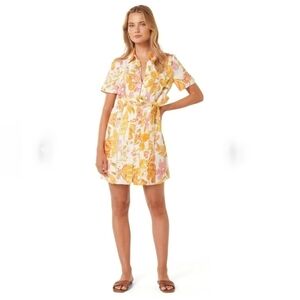 Floral Linen Mini Shirt Dress Forever New Brooke made in Aus sz US 10